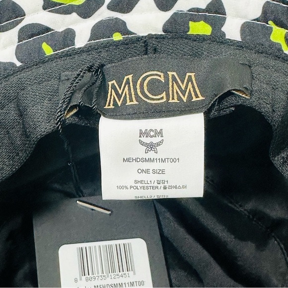MCM Leopard Print Bucket Hat Multi Logo Embroidered Adjustable NWT - Picture 15 of 16